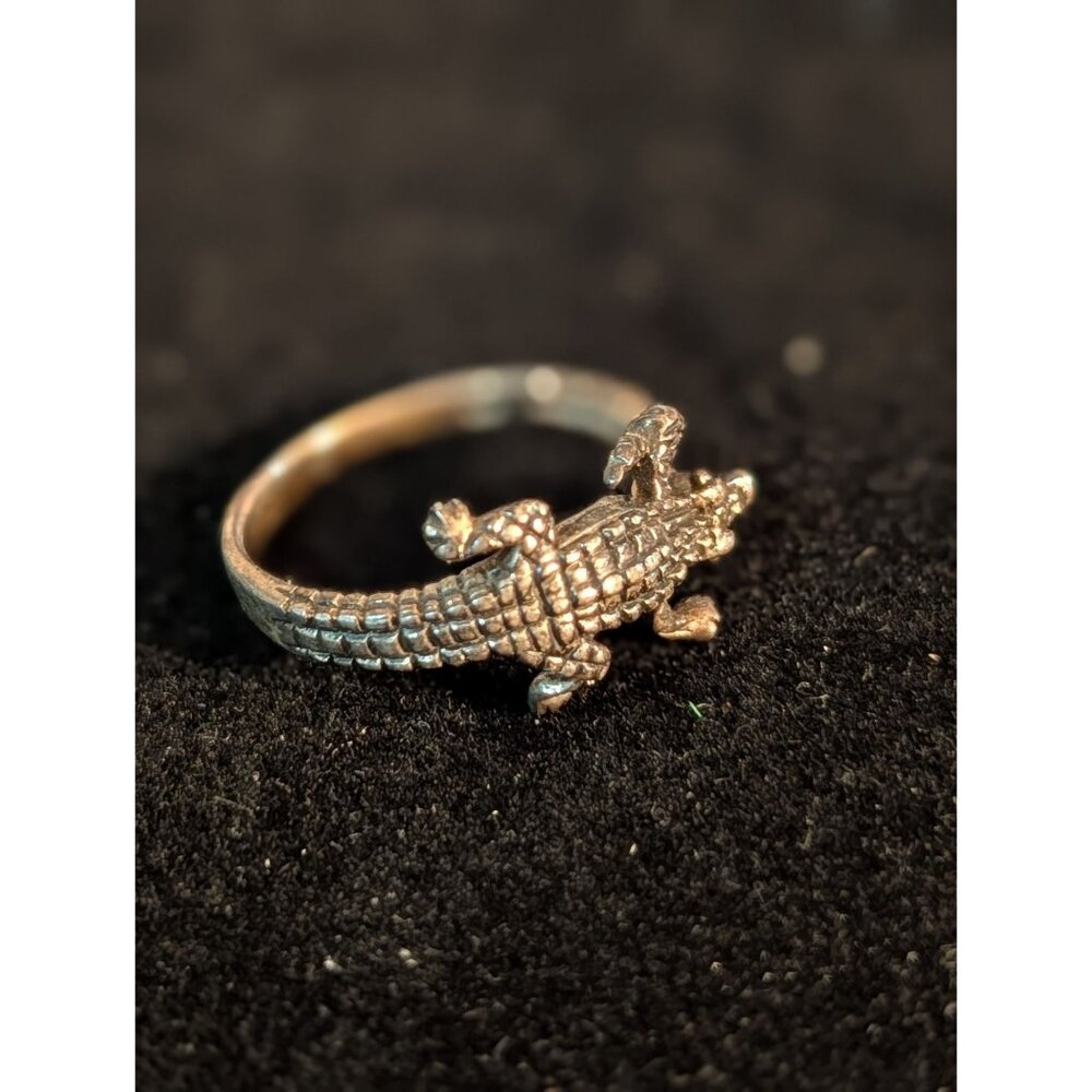 Sterling Silver Alligator Bypass Ring Sz 6.5 Textured Crocodile Design - Picture 15 of 15